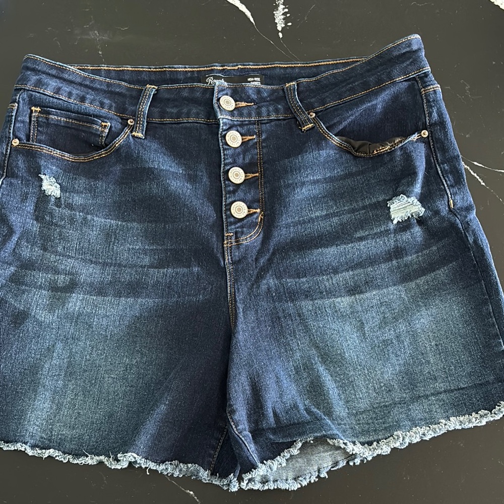 Royalty For Me Blue Distressed Jean Shorts High-Waisted